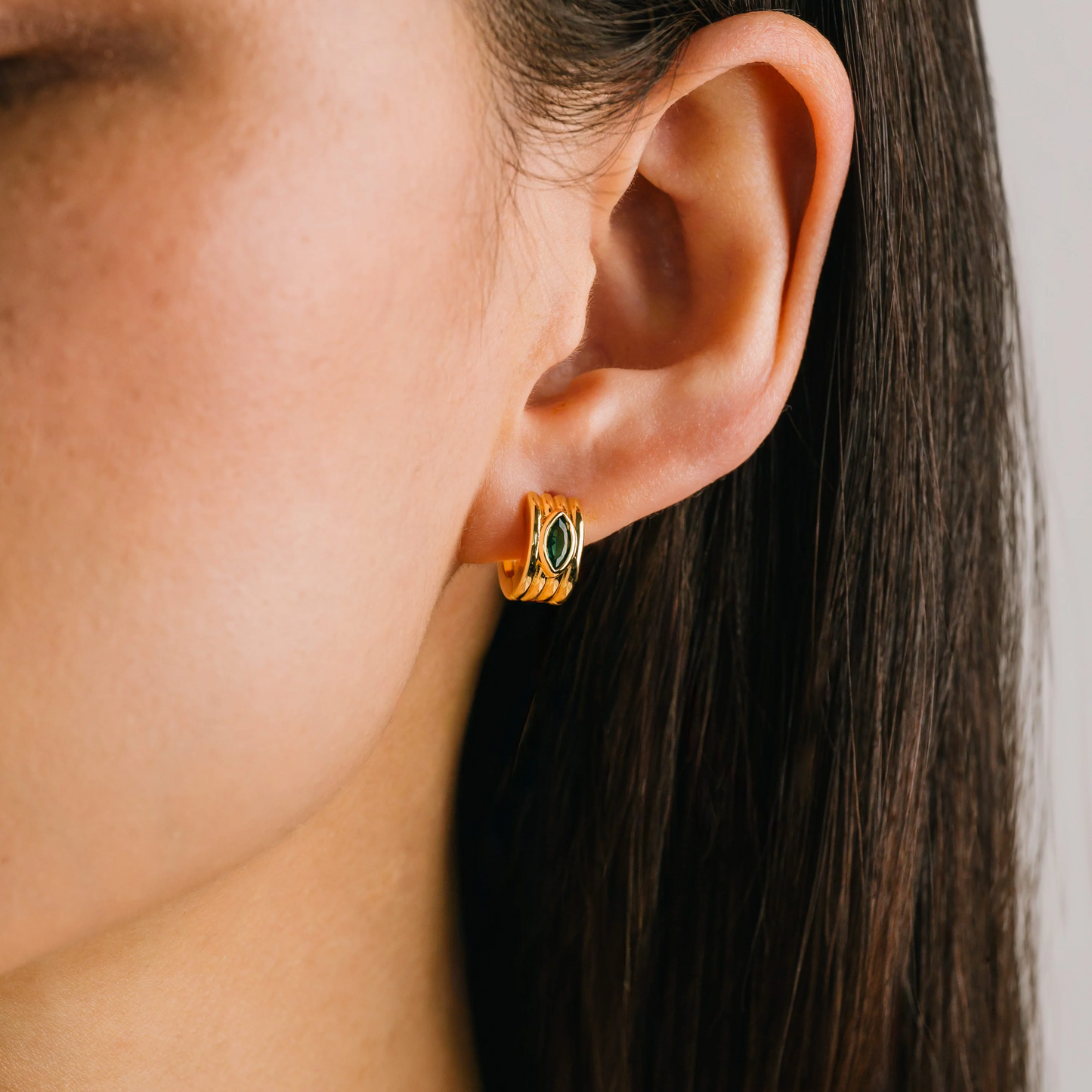 Marquise Groove Hoop Earrings