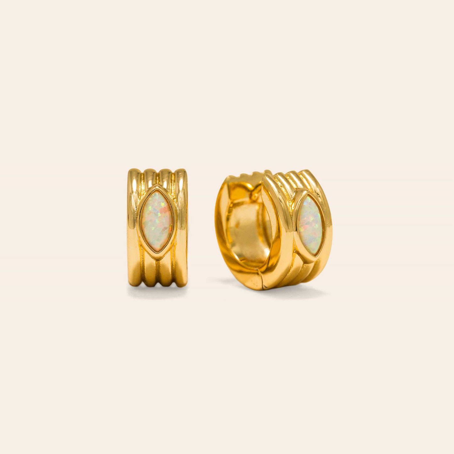 Marquise Groove Hoop Earrings