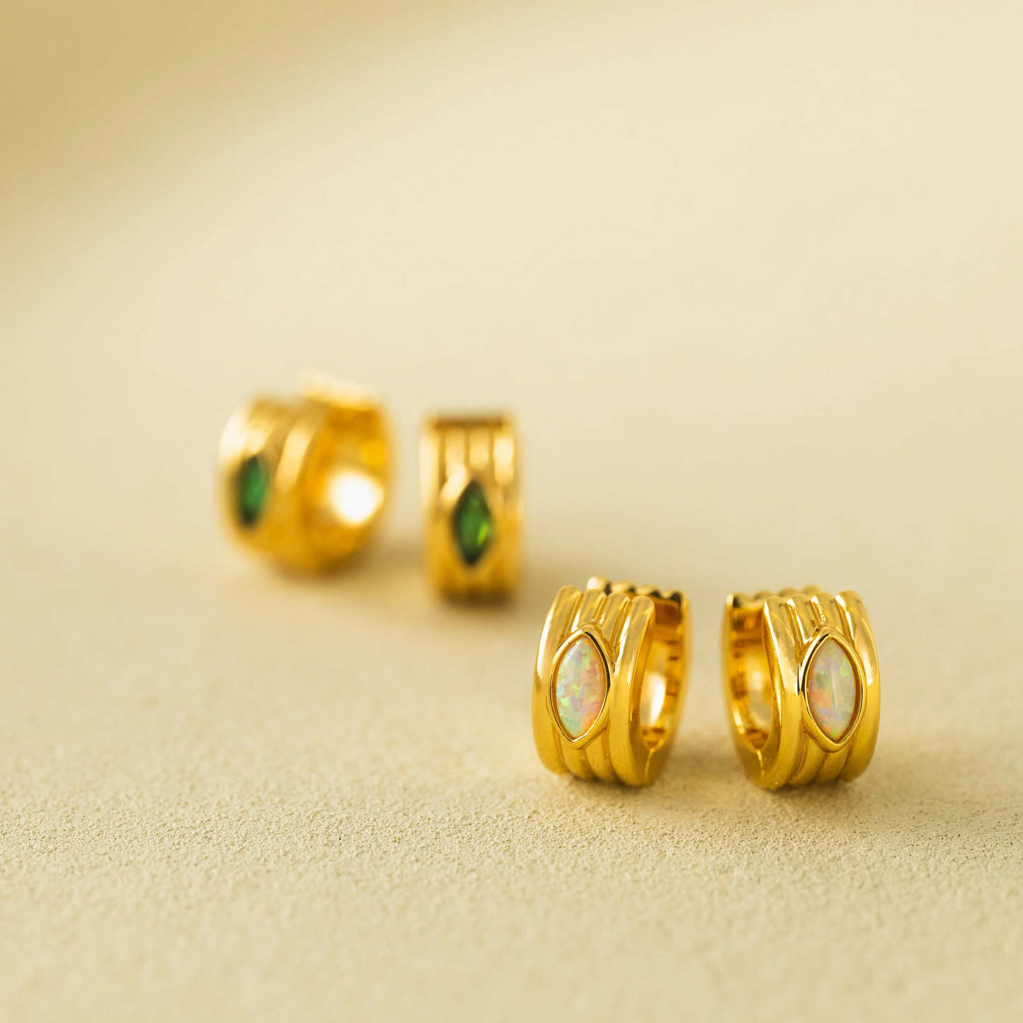 Marquise Groove Hoop Earrings