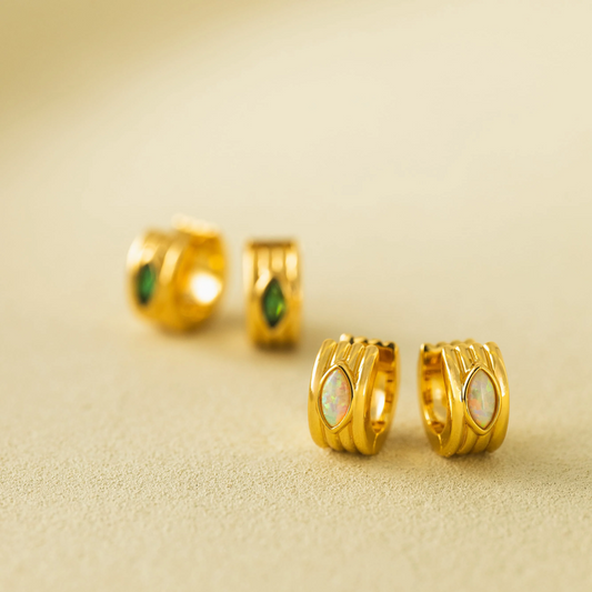 Marquise Groove Hoop Earrings