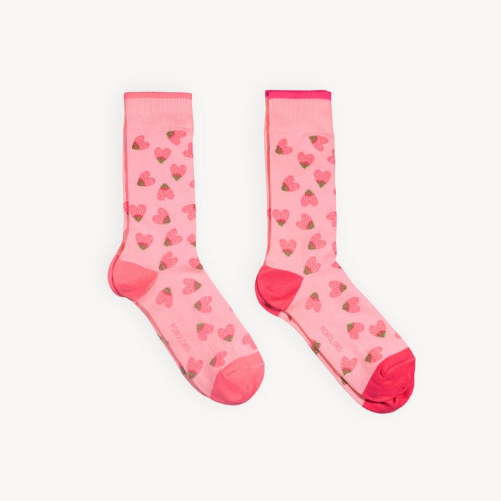 Pima Cotton Socks - Strawberry Heart 2 Pack