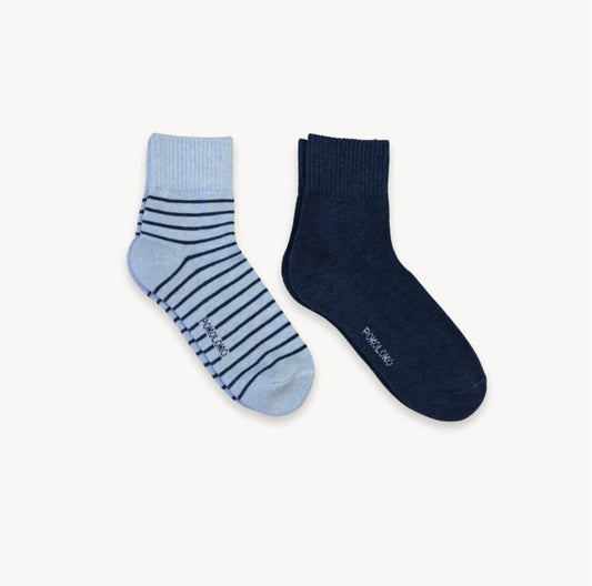 Pima Cotton Striped & Solid Socks - 2 Pack - Brooklyn Blues