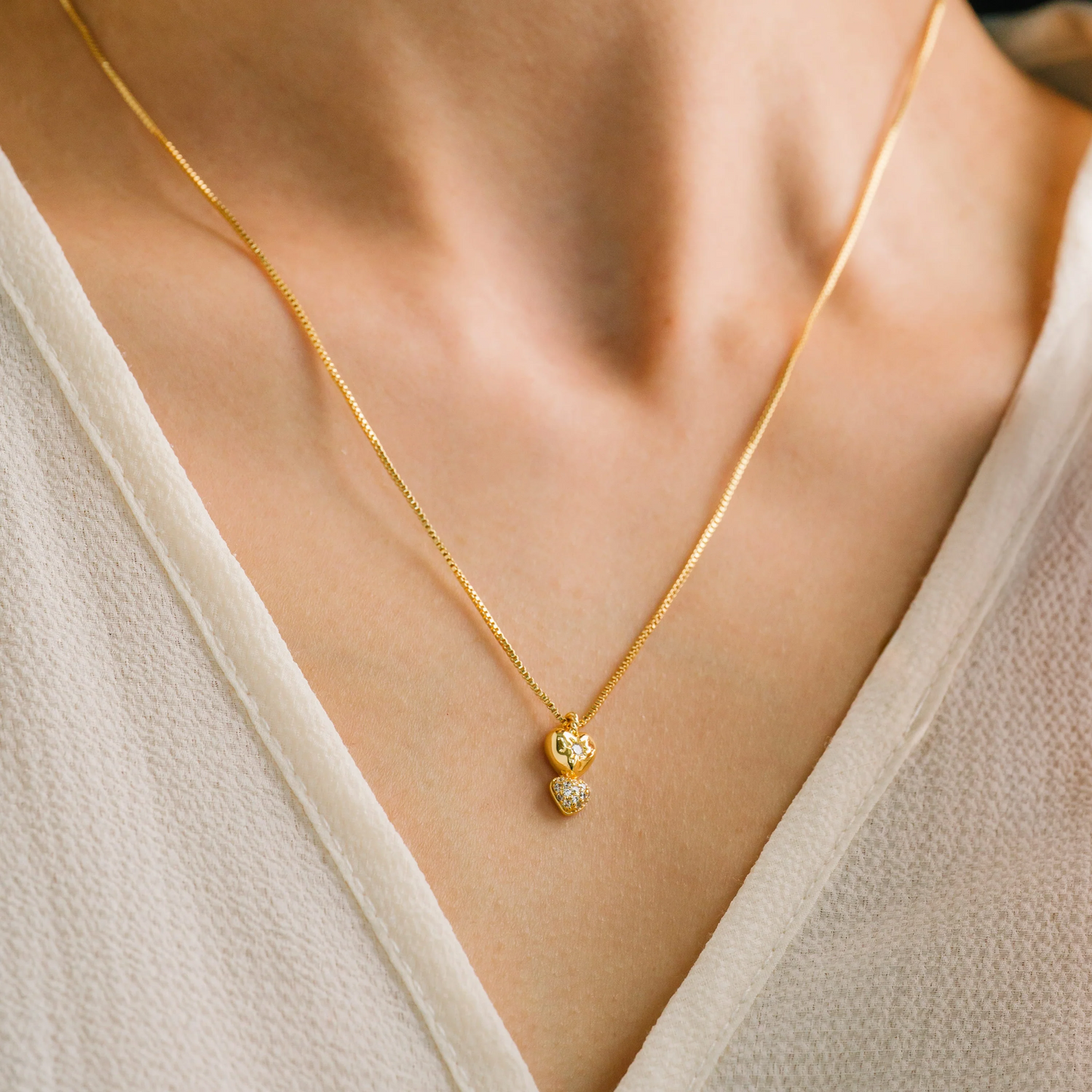 Puff Double Heart Necklace