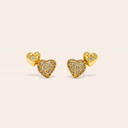 Puff Heart Climber Earrings