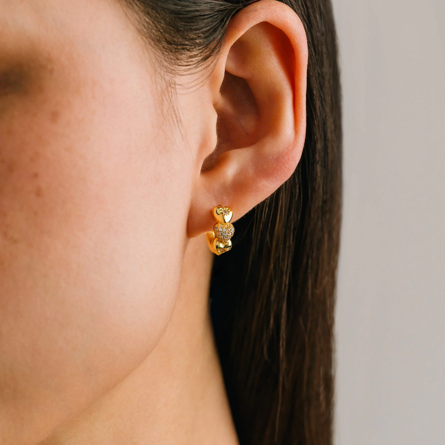 Puff Heart Huggie Hoop Earrings
