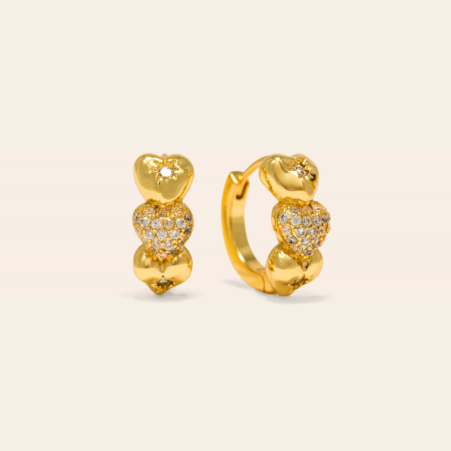Puff Heart Huggie Hoop Earrings