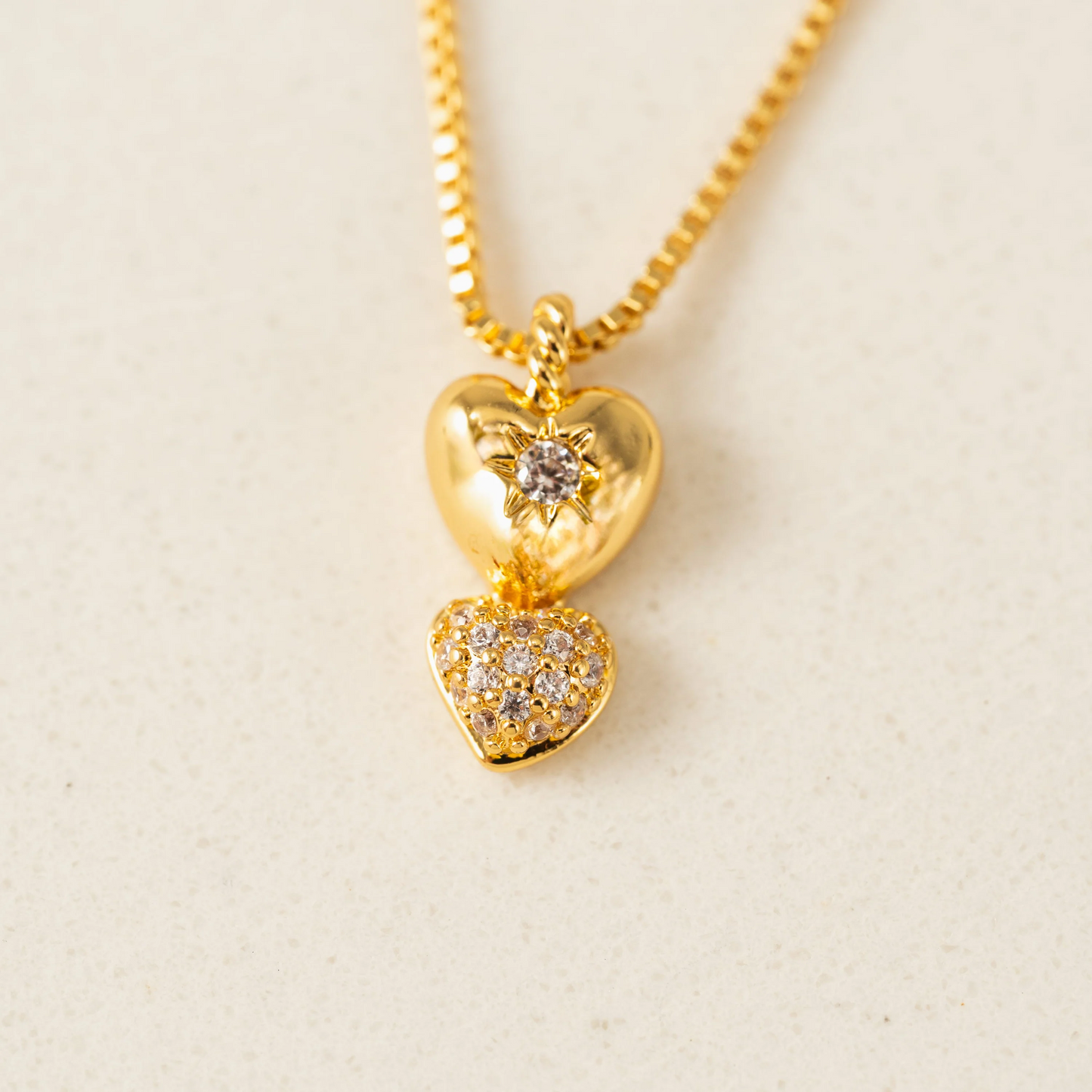 Puff Double Heart Necklace