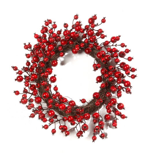 20" Glossy Red Berry Wreath