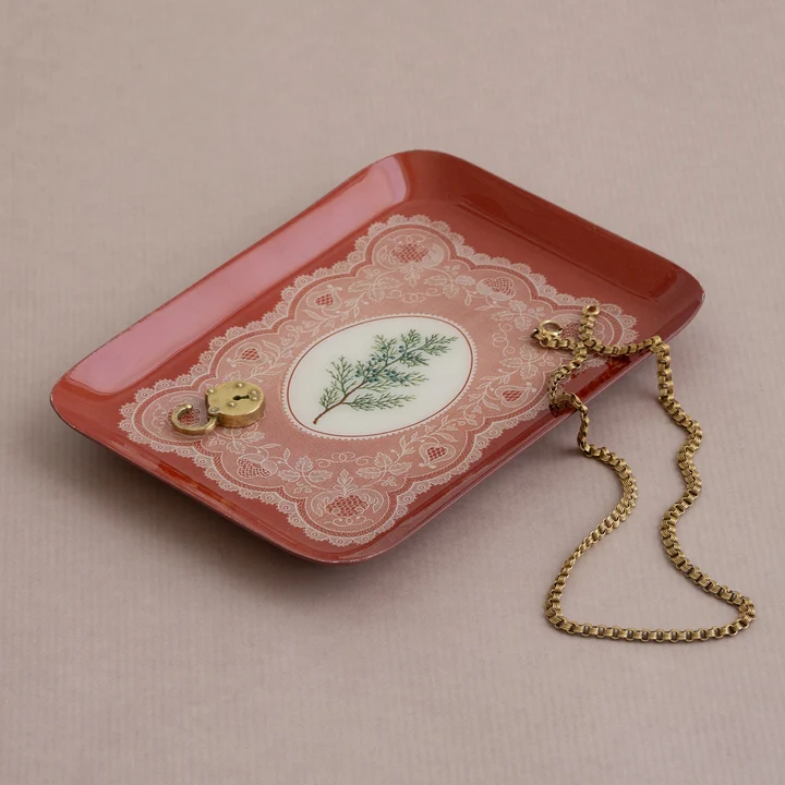 Printed Rectangular Enamel Tray - Juniper Lace