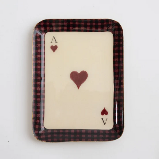 Printed Rectangular Enamel Tray - Ace of Hearts