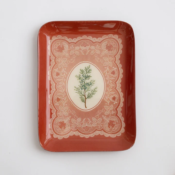 Printed Rectangular Enamel Tray - Juniper Lace