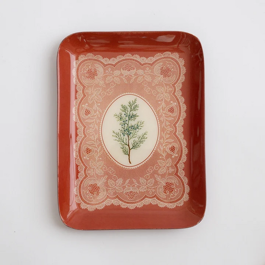 Printed Rectangular Enamel Tray - Juniper Lace