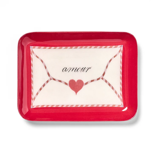 Printed Rectangular Enamel Tray - Love Letter