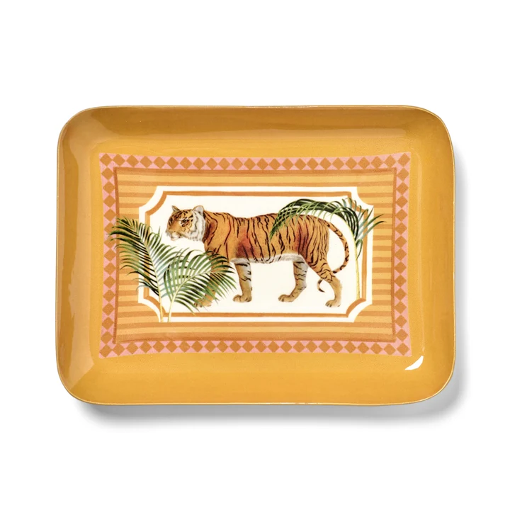 Printed Rectangular Enamel Tray - Tiger