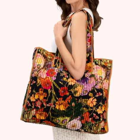 Velvet Quilted Tote Bag