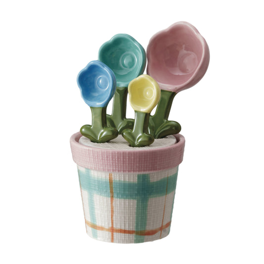 Stoneware Flower Shaped Measuring Spoon Set