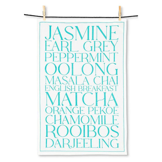 Tea Types Text Kitchen Towel
