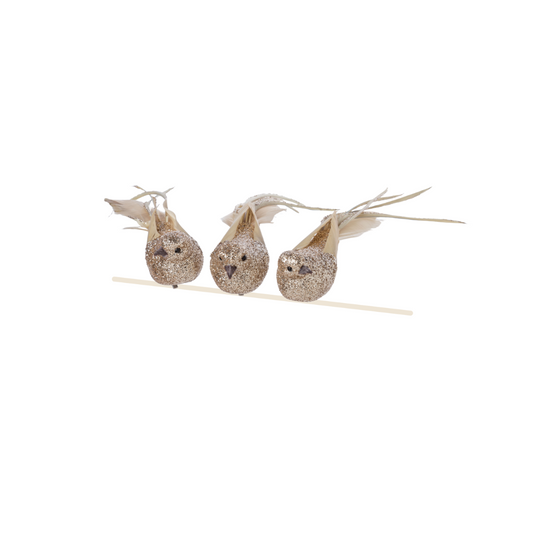 Champagne Glitter Clip-On Bird Ornament