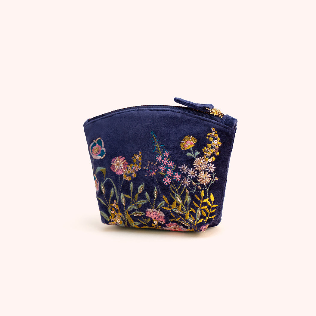 Mini Velvet Embroidered Pouch