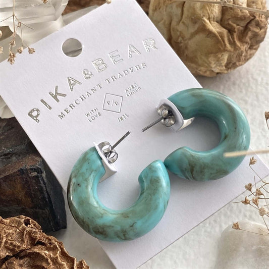 Turquoise Acetate Hoop Earrings