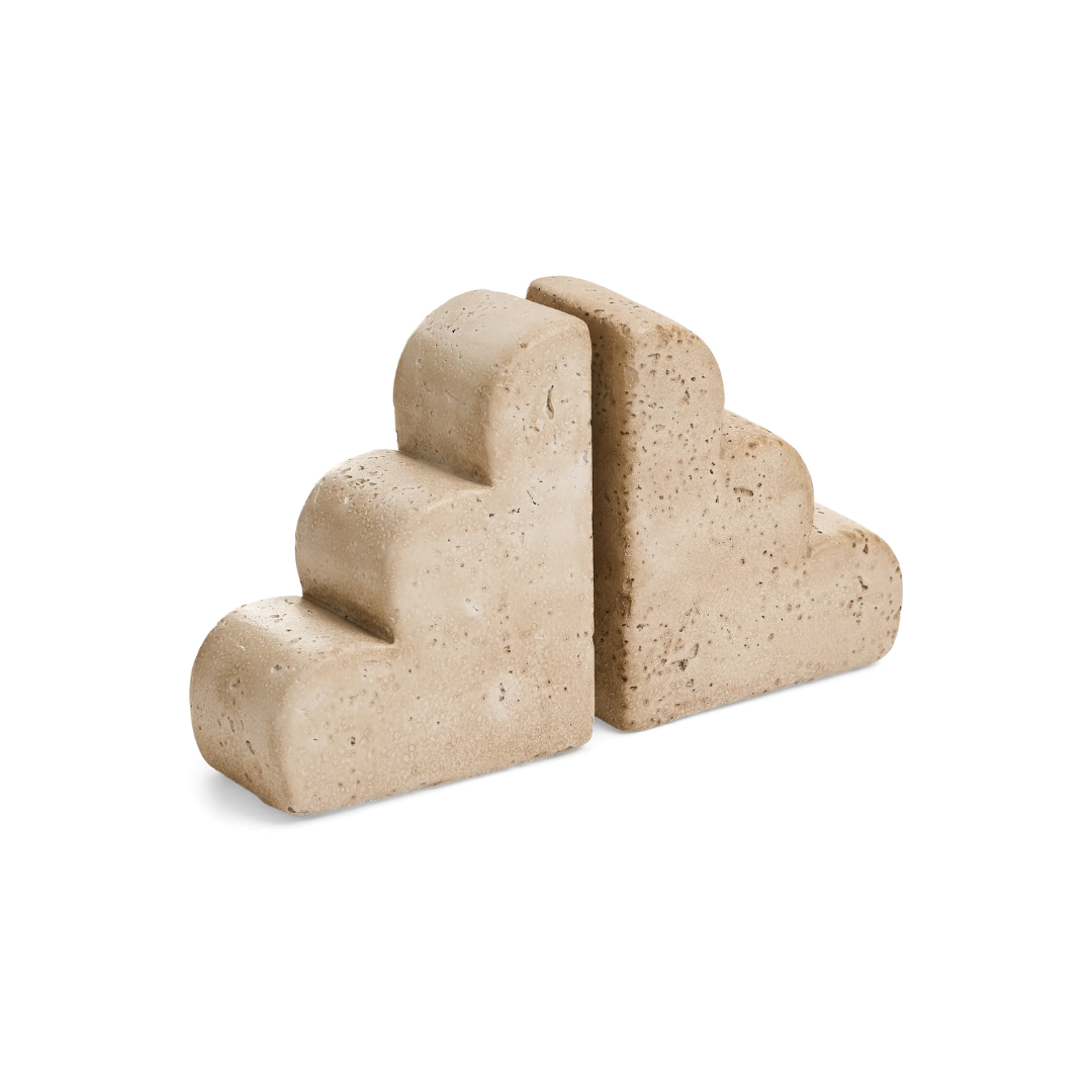 Cement Travertine Style Bookends Set of 2