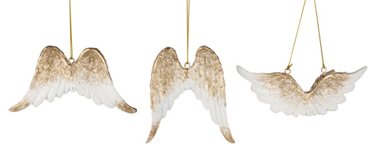 White and Gold Angel Wing Ornaments