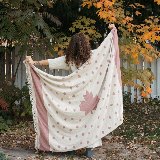 Fleece Lined Throw - Maple Leaf