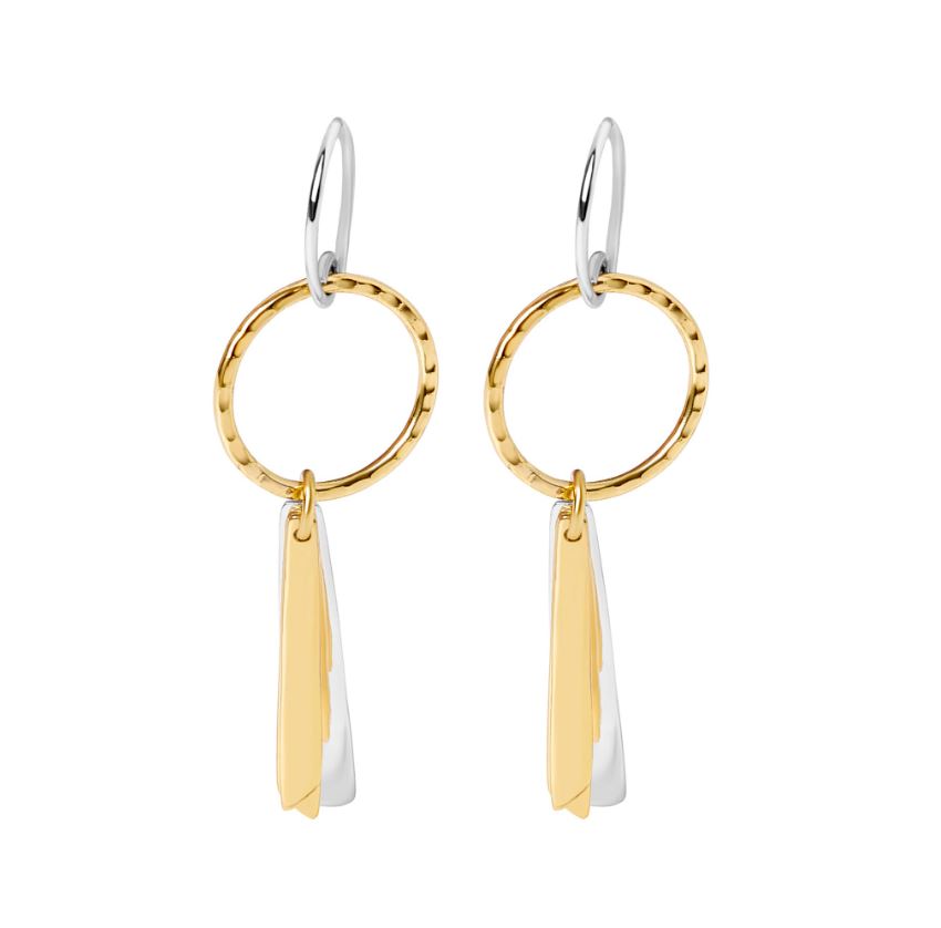 Bambu Calliope Two-Tone Drop Hoop Earrings