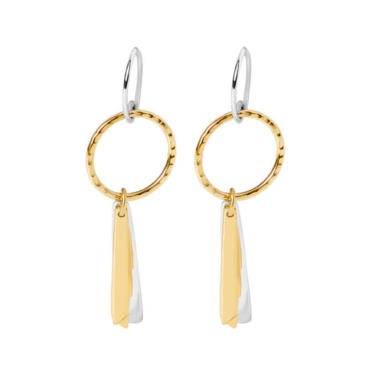 Bambu Calliope Two-Tone Drop Hoop Earrings