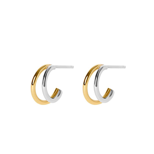 Bambu Olivia Gold & Silver Hoop Earrings