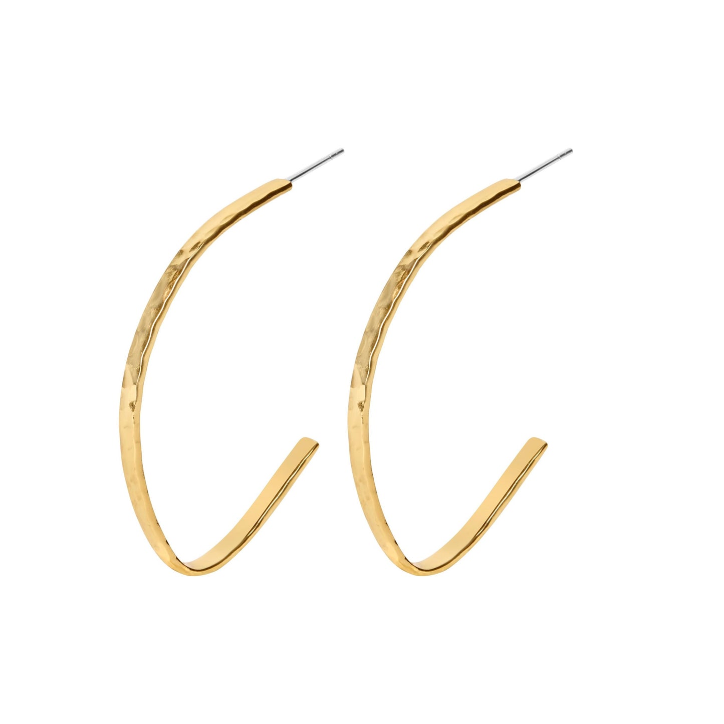 Elara Hammered Elongated C Hoop Earrings