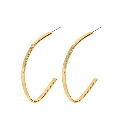 Elara Hammered Elongated C Hoop Earrings