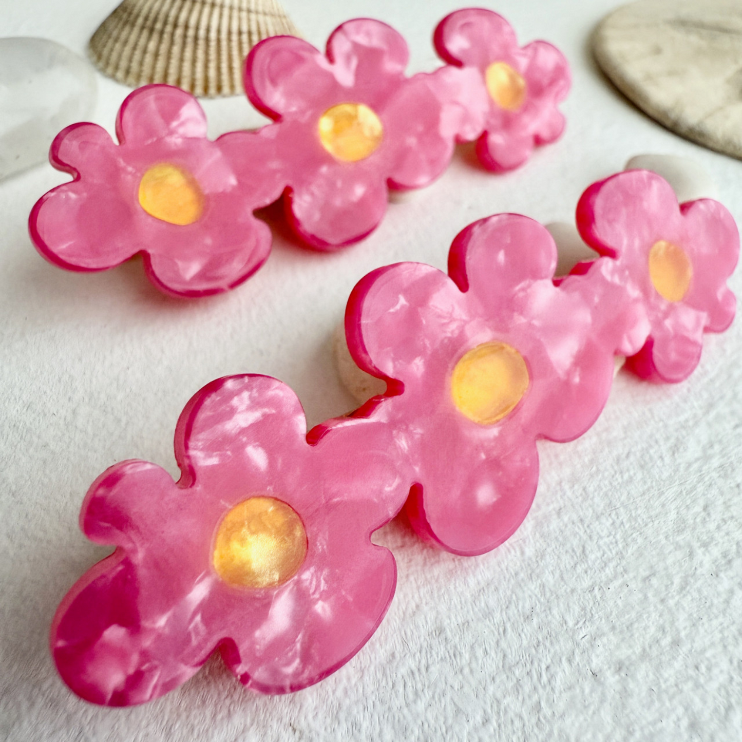 Bellis Triple Flower Duckbill Hairclips - Set of 2