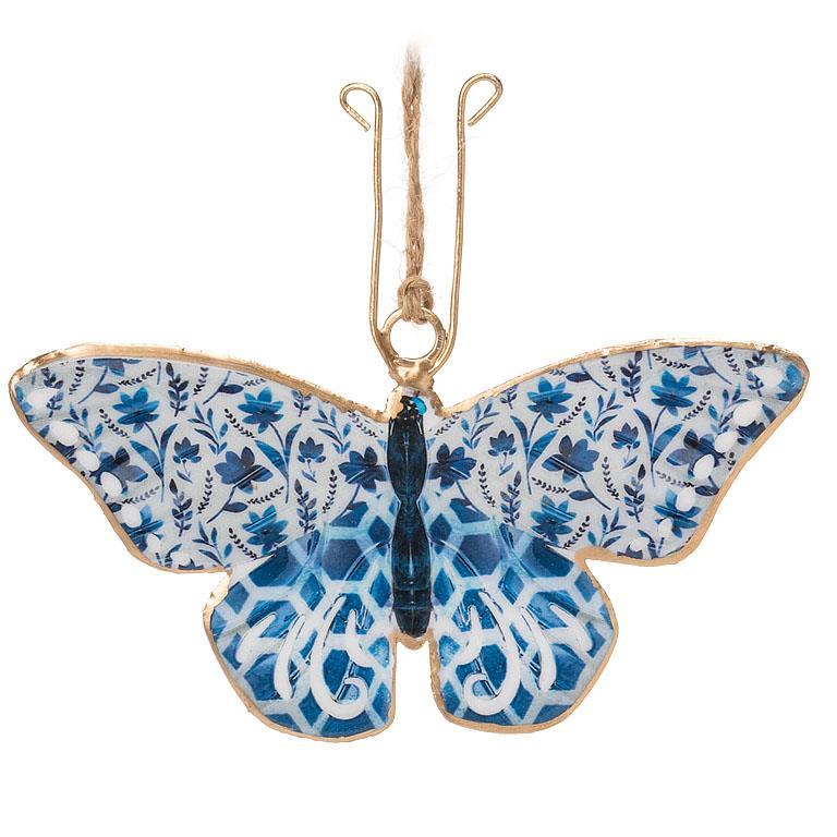 Blue & White Metal Butterfly Ornaments