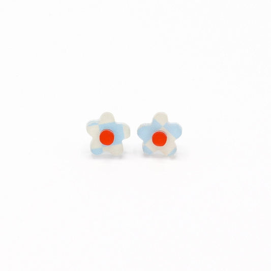 Checker Daisy Stud Earrings