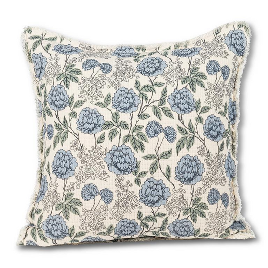Blue Floral Throw Pillow