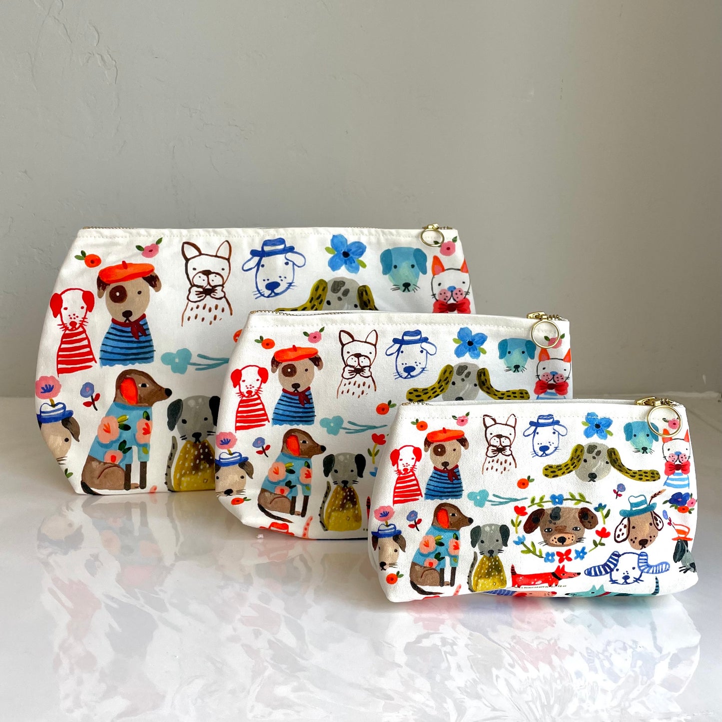Bon Artis Painted Dogs Cosmetic Bags