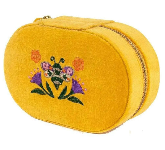 Embroidered Oval Jewellery Box