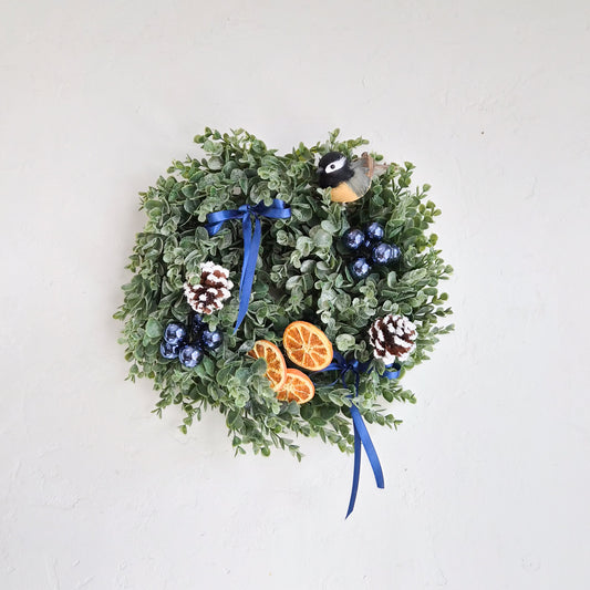 13"Mini Wreath- Chickadee Christmas