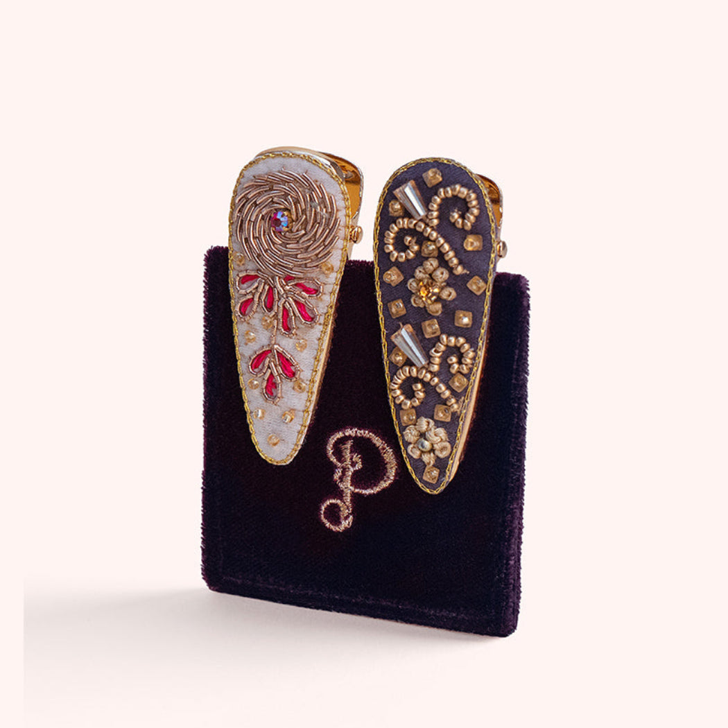 Embroidered Hair Clips