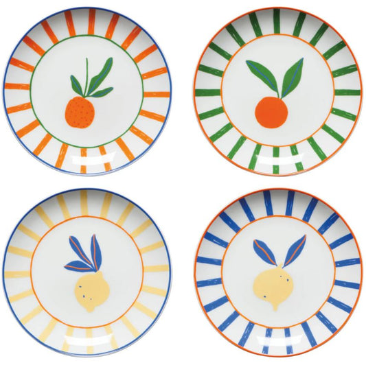 Citrus Burst Appetizer Plates - Set of 4