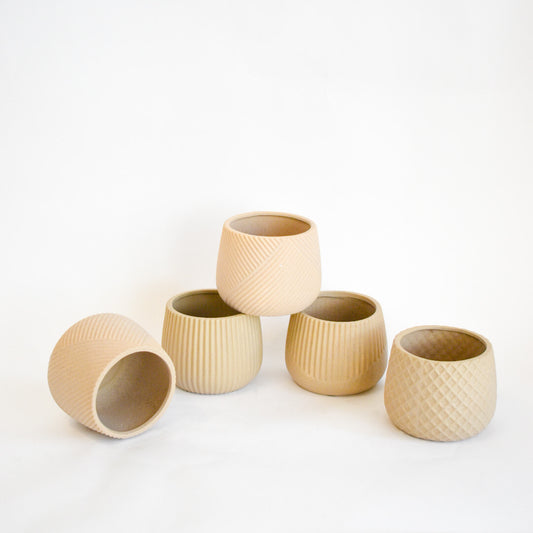 4.5" Assorted Clay Textured Pots