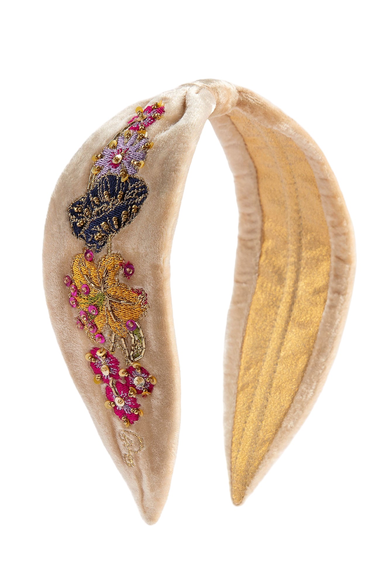 Embroidered Velvet Headband