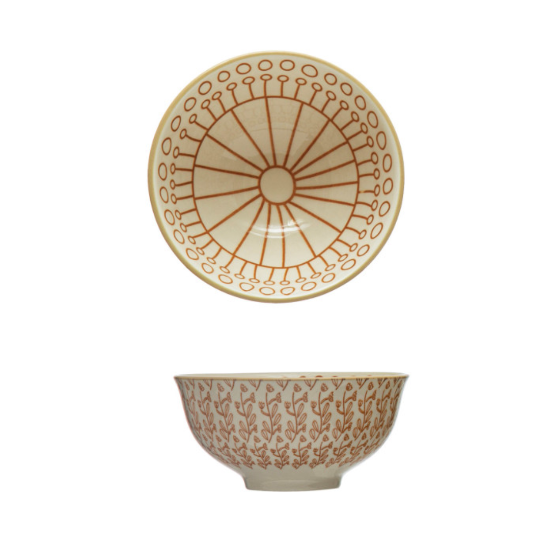 Farmhouse Patterns Stoneware Bowls