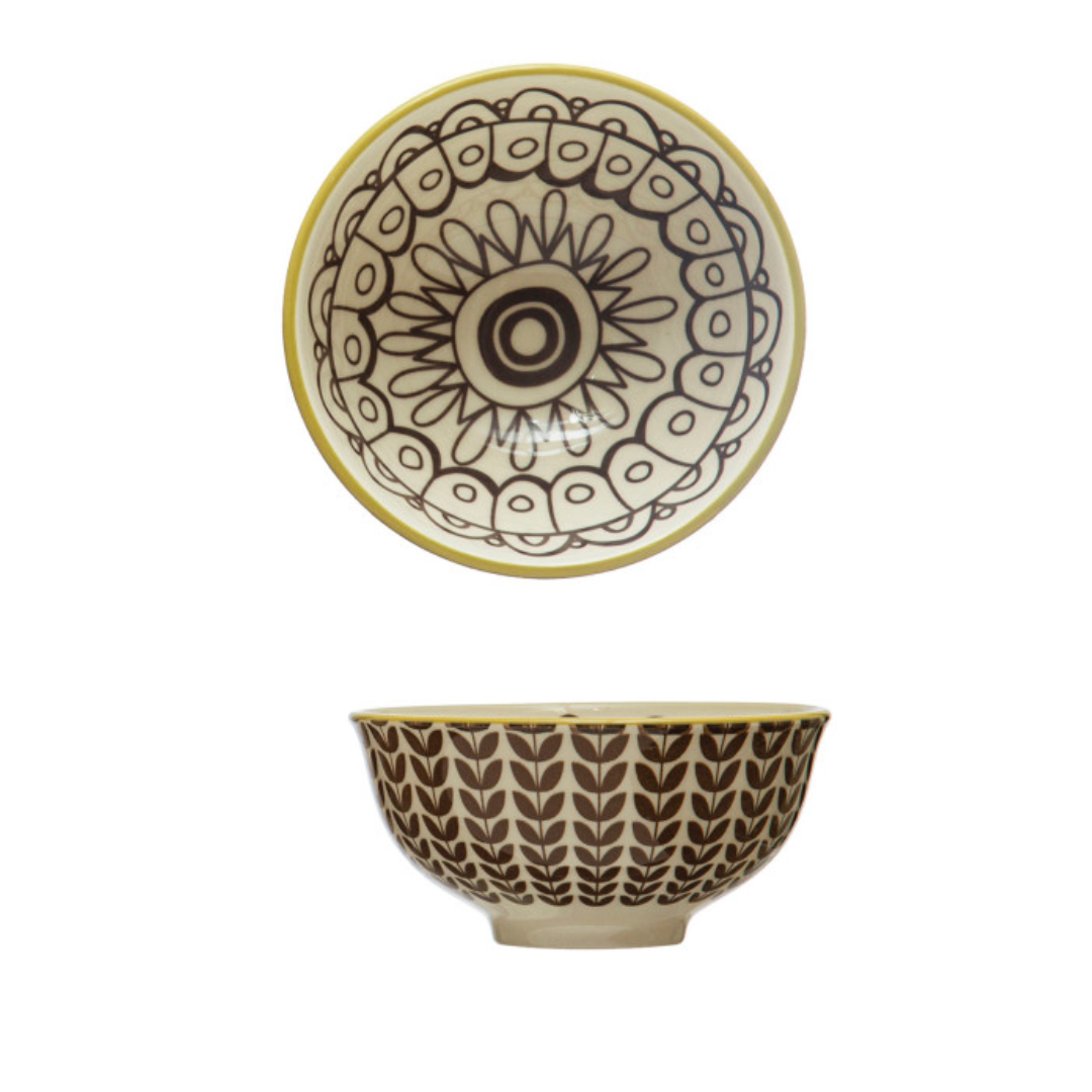 Farmhouse Patterns Stoneware Bowls