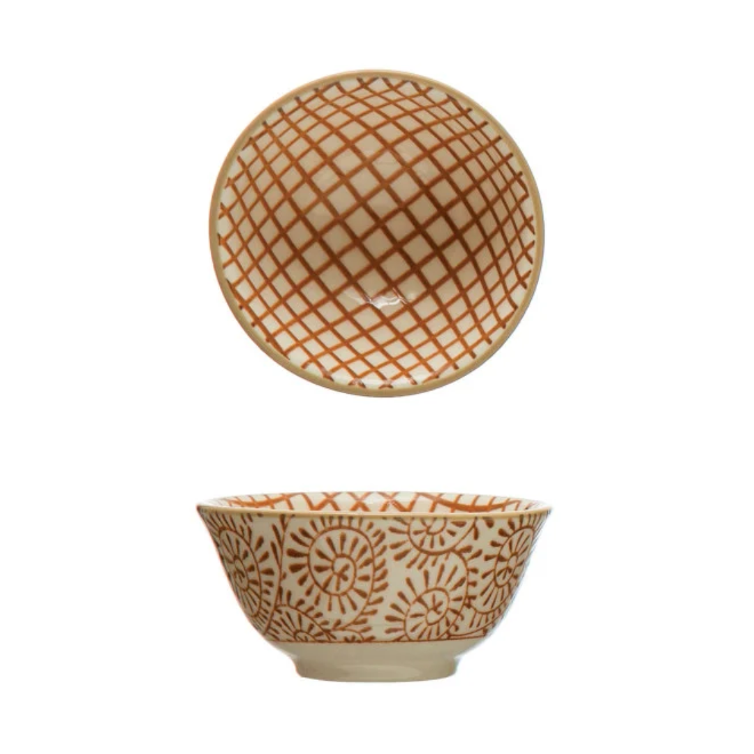 Farmhouse Patterns Stoneware Pinch Bowls