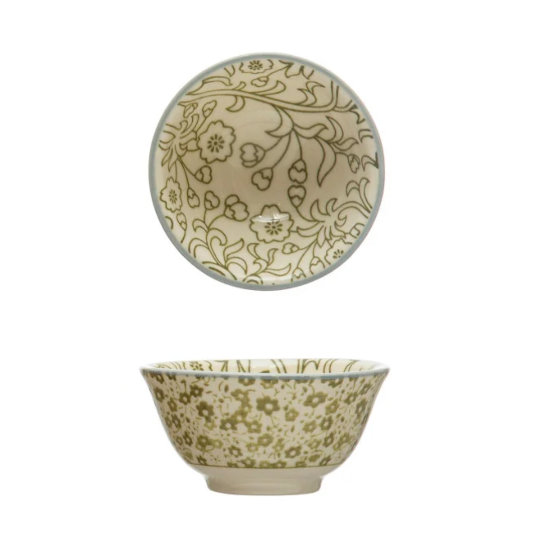 Farmhouse Patterns Stoneware Pinch Bowls