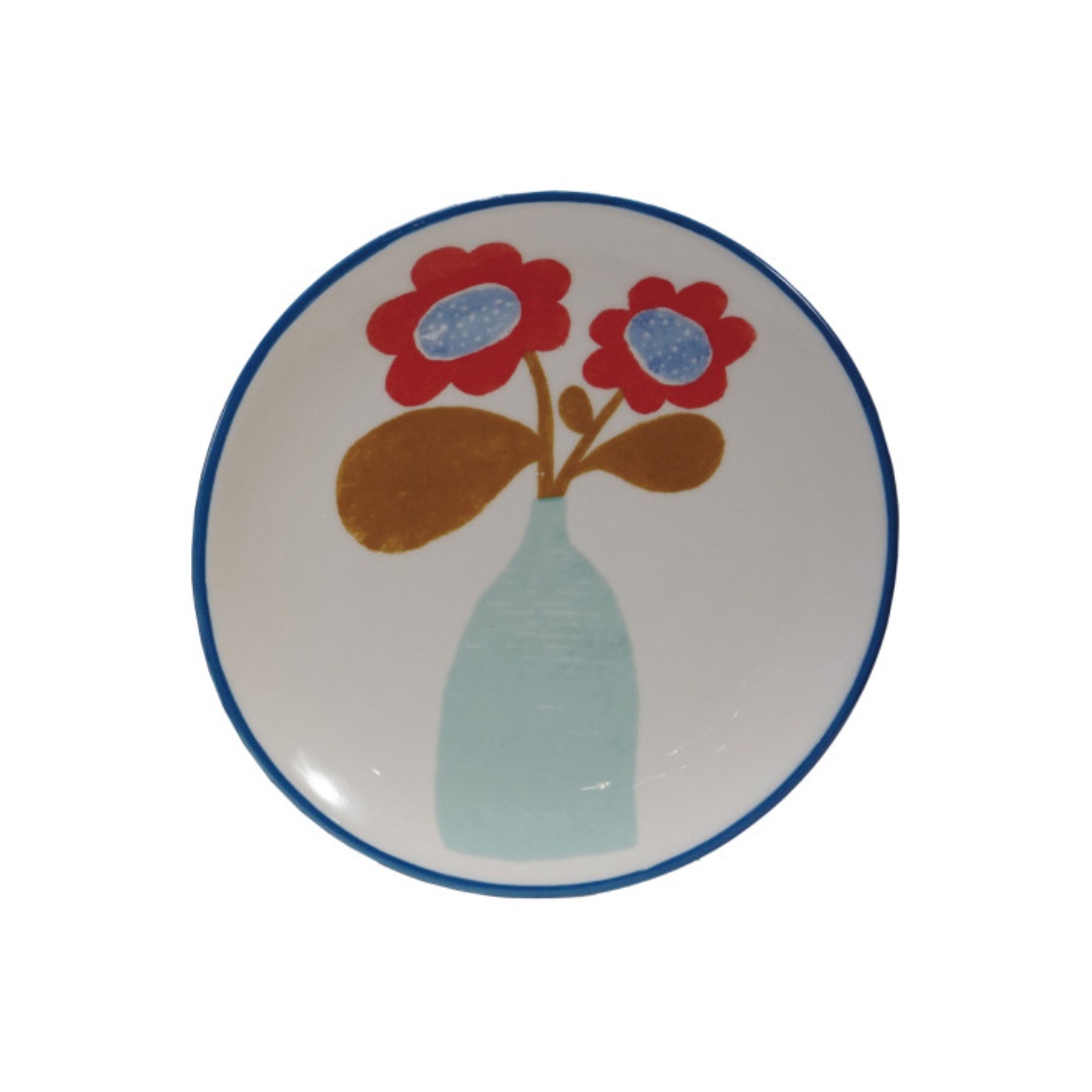 Floral and Pear Patterned Stoneware Side Dishes