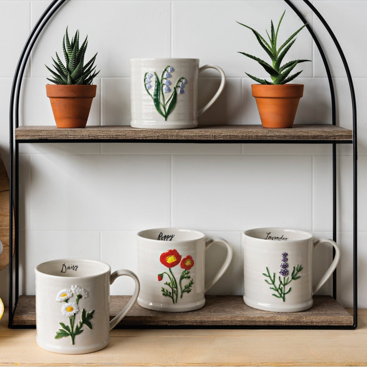 16oz. Embossed Floral Mugs