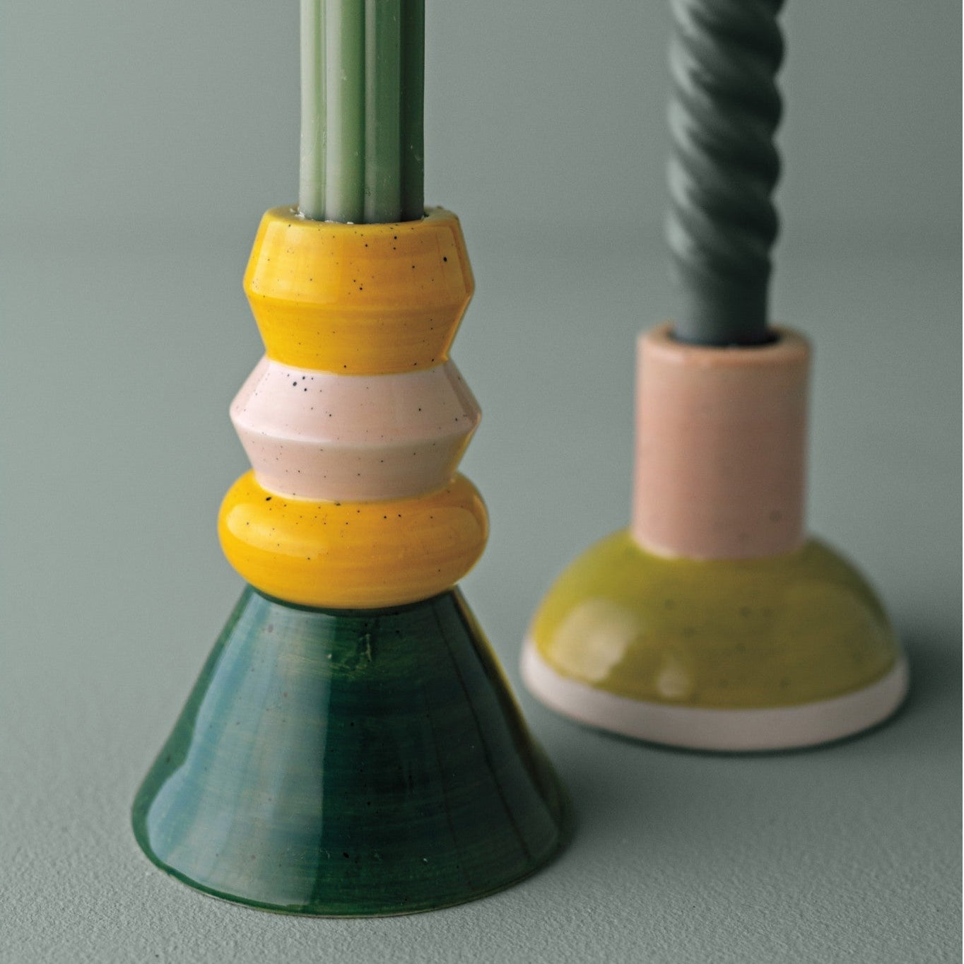 Colour Block Taper Candle Holders